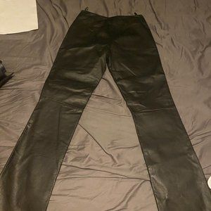 INC LEATHER BELL BOTTOM PANTS